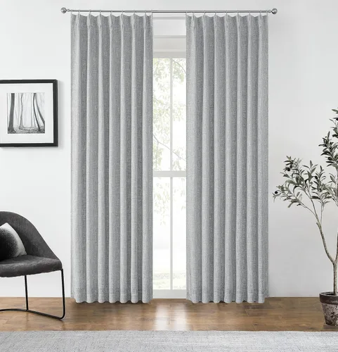 Panel de Cortina con Pliegues Pellizcos Opaca Completa con Textura de Lino Térmicamente Aislada con Forro Opaco para Dormitorio Estilo Granja 100%
