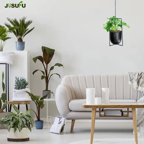 Miniatura 2 de Colgador de Plantas de Metal, Macetas Colgantes para Interiores, Macetas Colgantes para Flores (Negro)