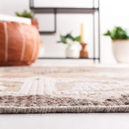 Miniatura 2 de SAFAVIEH Kenya Collection - Alfombra decorativa de 3 x 5 pies, marrón y carbón, lana tribal anudada a mano, ideal para zonas de alto tráfico