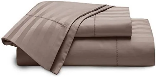 Miniatura 8 de Blue Ridge Home Fashions Juego de sábanas de algodón transpirable de 1000 hilos, tamaño California King, paja-4 piezas a rayas Paja-4pc-rayas