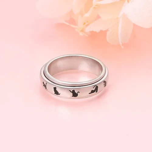 Miniatura 4 de DAOCHONG Anillos giratorios de plata esterlina S925 para aliviar la ansiedad, el aburrimiento, TDAH, autismo, para mujeres