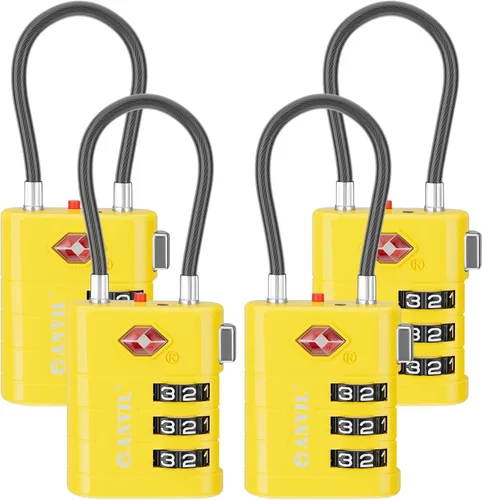 Miniatura 27 de ANVIL Candados para Equipaje Aprobados por TSA – Candados de Viaje de Combinación TSA008 de Alta Seguridad con Indicador de Inspección para Maletas