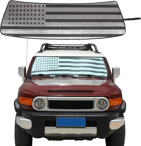 Miniatura 11 de Aunginsy Parasol para parabrisas delantero compatible con Toyota FJ Cruiser 2007-2021, parasol plegable reflectante para rayos UV y protección solar
