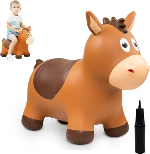 Miniatura 12 de ZOOJOY juguete de león saltarín para niños, caballo de felpa para rebotar para niños pequeños, juguete de caballo saltarín para actividades