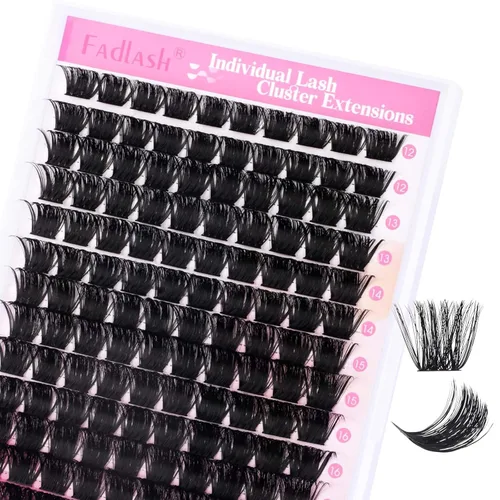 Miniatura 20 de Racimos de pestañas individuales, bandeja mixta, rizado D, extensiones para colocar en casa (40D-0.07 mm-D, 15/32 de pulgada-45/64 de pulgada)