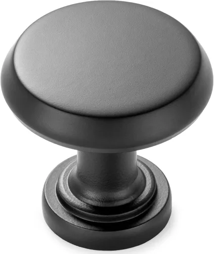 Miniatura 14 de KOOFIZO Tirador de gabinete con parte superior plana y redonda - Manija de tirador de mueble de latón antiguo (30 mm / 1.2 Pulgadas), paquete de 10