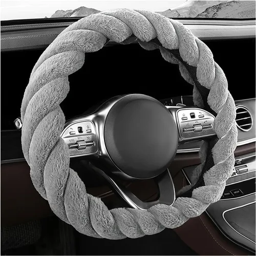 Miniatura 14 de KVAEY - Funda para volante de coche de felpa suave, de 15 pulgadas, antideslizante y redonda, protector de volante de invierno, funda de volante