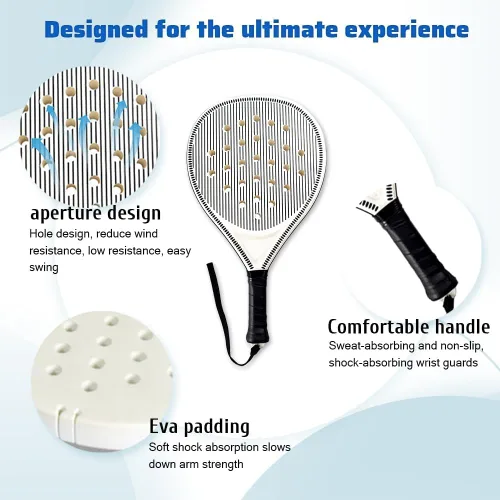 Miniatura 3 de Padel Racket Set of 2 - ABS Surface & EVA Foam Core, Beach Paddle Tennis Racquets for Adults, Including 2 Balls & Carry Bag - Outdoor, Sand, Negro