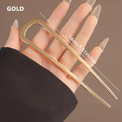 Miniatura 2 de Horquillas francesas para mujer, 3 piezas, elegantes giros, moños y peinados sin daños en el cabello, pin francés de metal en forma de U de gran