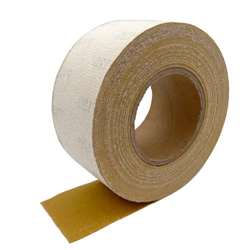 Rollo de papel de lija de grano 120 con gancho y bucle, 2-3/4 pulgadas x 20 yardas de óxido de aluminio con respaldo de gancho y bucle, paño de