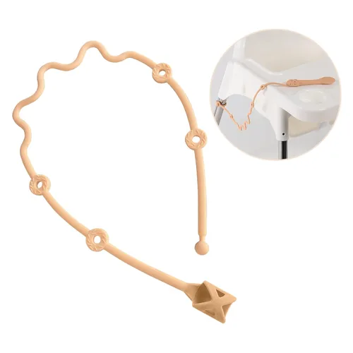 Miniatura 2 de Cucharas para Bebés Autoalimentación 6 Meses Correa de Silicona para Sujetar Chupetes Utensilios para Niños Pequeños Accesorios para Silla Rosa