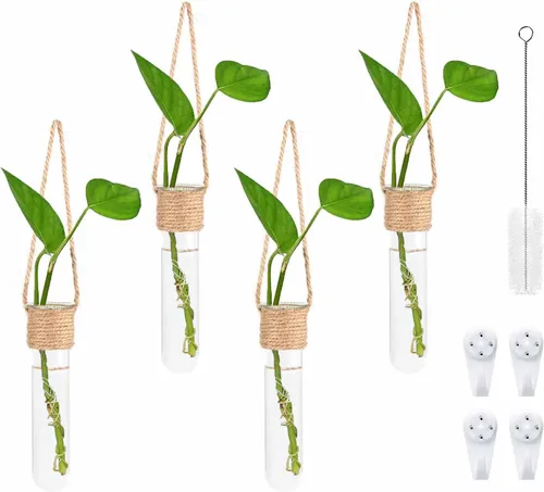 ARTORA Maceta de cristal colgante para propagación de plantas, terrario, montaje en pared, florero decorativo para cultivo de plantas hidropónicas,