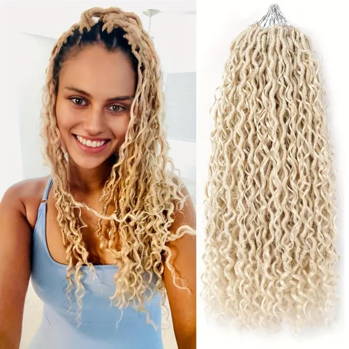 Aipin Goddess Cabello de Ganchillo de 18 Pulgadas Boho River Locs Hippie Locs Ondulado de Ganchillo Con Cabello Rizado en el Medio y Extremos 613