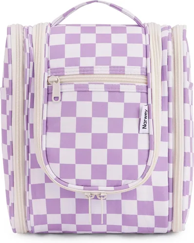 Miniatura 32 de Narwey - Neceser de viaje colgante, organizador de maquillaje y productos cosméticos para mujeres y hombres, Aa-morado., L