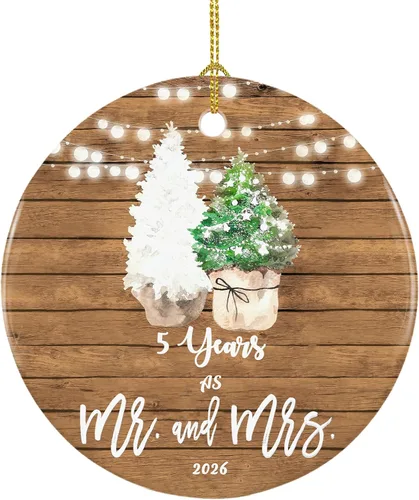 Miniatura 10 de Adorno de papel de aniversario de primer año para pareja, primera boda para 1 año, regalos de señor y señora, recuerdo de cerámica para primer