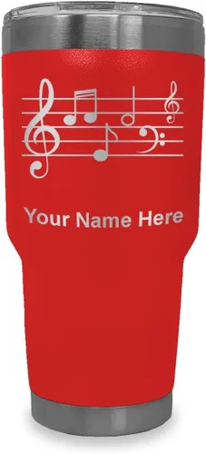 Miniatura 25 de LaserGram Vaso aislado al vacío de 20 onzas, personal de música, grabado personalizado incluido (negro)