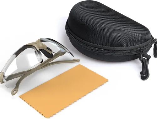 Miniatura 9 de Xaegistac Gafas de disparo con estuche Gafas de seguridad antivaho para cazadores para adultos Lente transparente-marco caqui