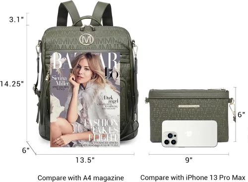 Miniatura 36 de MKP COLLECTION Mochila de moda para mujer, bolsa convertible grande para mujer, mochila de viaje, bolsa de hombro, juego de 2 piezas con borla, Beige