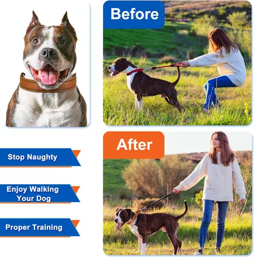 Miniatura 2 de Supet Collar de punta para perro, collar de estrangulador ajustable para perro con hebilla de liberación rápida/cubierta de nailon para perros Marrón