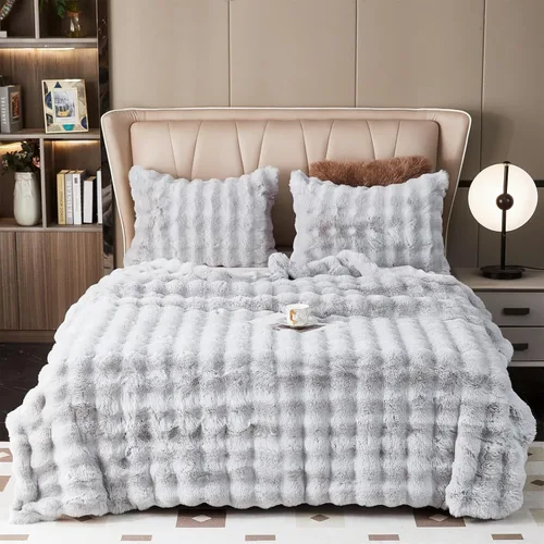 Miniatura 19 de GKXLH Manta suave y esponjosa, manta mullida para sofá, manta de felpa de piel sintética de conejo, mantas bonitas y acogedoras para mujeres, mantas