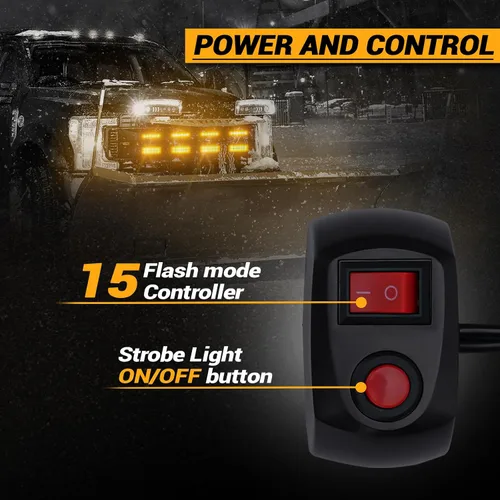 Miniatura 9 de Kit de Luces Estroboscópicas LED con Función de Sincronización - 8 piezas con Controlador, Luz de Rejilla Intermitente de Advertencia de Emergencia