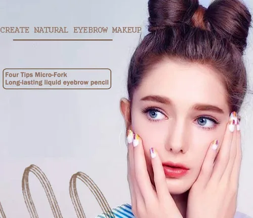 Miniatura 6 de Lápiz de cejas Microblading con 4 puntas de tenedor, crea maquillaje duradero, cubierta de lápiz de cejas natural profesional, áreas dispersas