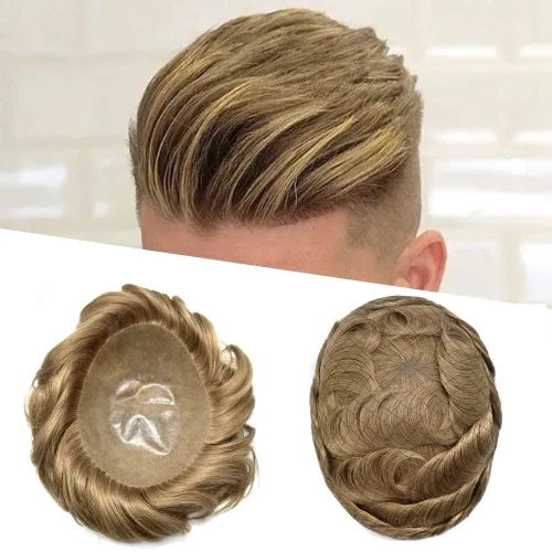 Miniatura 84 de Toupee - Sistema de reemplazo de cabello humano para hombre, 0.004 in, inyectado, piel de polietileno, piezas de pelo para hombre, 6 x 8 pulgadas