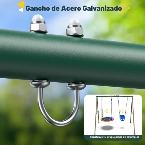 Miniatura 5 de Hapfan Juegos de columpios para patio trasero con columpio de platillo de plataforma de 45 pulgadas y columpio de cinturón, conjunto de columpios