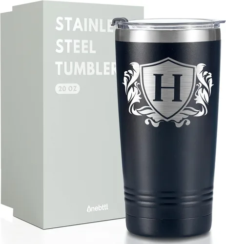 Miniatura 24 de Onebttl Regalos personalizados para hombres con iniciales, vaso de viaje con monograma para él, tazas de café personalizadas, regalos únicos