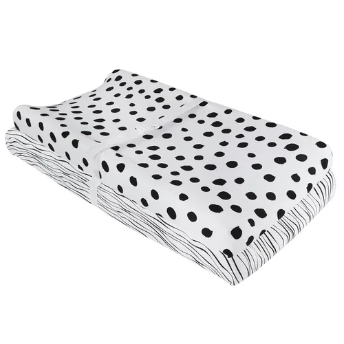 Miniatura 5 de Ely's & Co - Juego de fundas para cambiador, 2 unidades, 100% algodón de jersey, rayas y puntos abstractos en blanco y negro