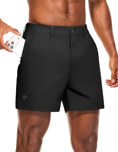 PULI Pantalones cortos de golf para hombre, 5 pulgadas, elásticos, impermeables, con 5 bolsillos, para viajes, senderismo, uso casual, negocios