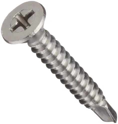 Tornillo metálico de plancha de acero inoxidable, acabado liso, cabeza plana, para destornillador Phillips, punto de autoatornillado, rosca a la
