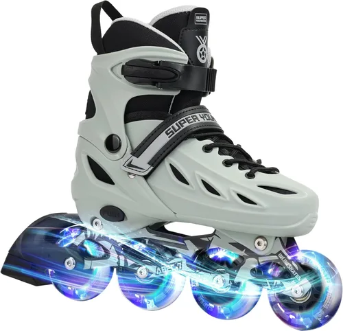 Miniatura 11 de SUPER YOUNGSTER Patines en línea ajustables para niños y niñas de 4 a 12 años con ruedas iluminadas, patines en línea para niños y niñas Púrpura