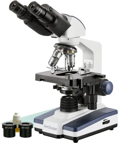 Miniatura 3 de AmScope Microscopio compuesto binocular del laboratorio 40X-2500X LED con la etapa 3D con la cámara 10MP