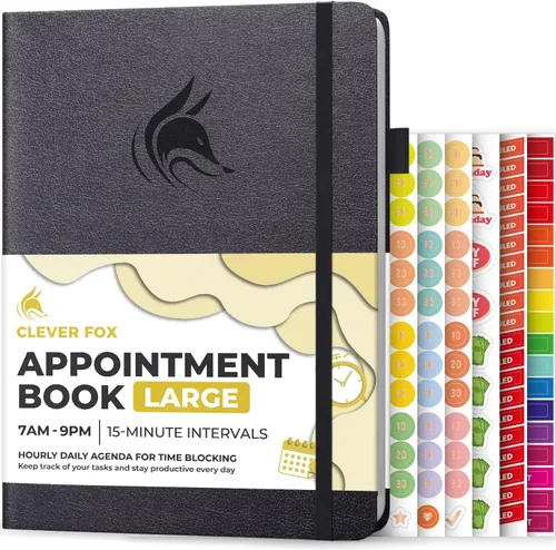 Miniatura 17 de Clever Fox Libro de Citas – Planificador de Horarios por Horas con Incrementos de 15 Minutos – Planificador de Bloques de Tiempo para Trabajo Diario