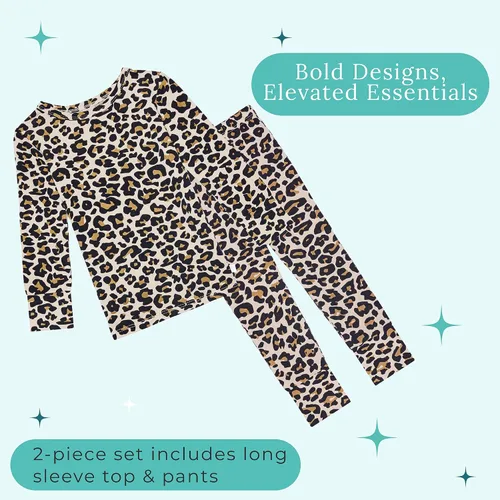Miniatura 9 de Posh Peanut Pijamas para niñas, suaves, de viscosa de bambú para niños, pijamas a juego de manga larga para niñas
