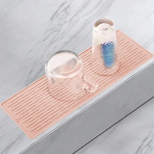 Miniatura 12 de GeeRic Tapete para secar platos, tapete de silicona resistente al calor para encimera de cocina, tapete antideslizante para secar platos, apto