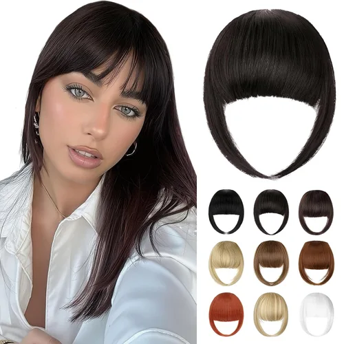 Miniatura 9 de Bangs Hair Clip in Bangs, French Ash Blonde Fake Bangs Hair Clip on Bangs for Women Fringe with Temples Hairpieces Faux Bangs for Daily Wear
