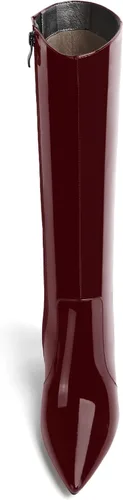 Miniatura 115 de AMBELIGHT Botas altas hasta la rodilla con cremallera y puntera puntiaguda para mujer, de patente sólida, tacón alto, 3.3 pulgadas