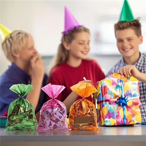 Miniatura 3 de brzikwt 100 bolsas de regalo verdes, bolsas de celofán, bolsas de golosinas, bolsas de golosinas, bolsas de dulces, son adecuadas para San Valentín