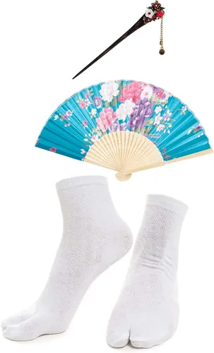 Miniatura 7 de Elibelle Juego de calcetines de seda plegables de seda para mujer, estilo kimono de anime japonés
