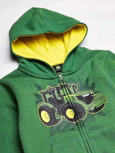 Miniatura 2 de John Deere Sudadera con capucha de forro polar pequeño con cremallera frontal, Verde