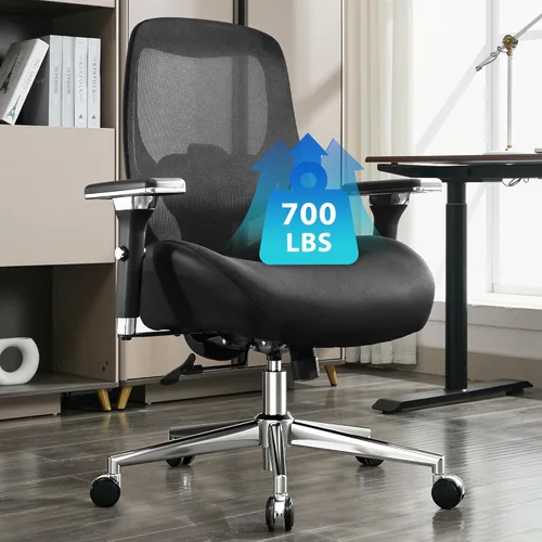 Miniatura 9 de BOSMILLER Silla de oficina grande y alta de 700 libras con cojín de asiento ancho y grueso para sentarse todo el día, silla de escritorio ergonómica