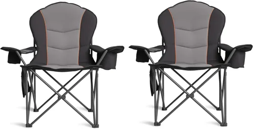 Miniatura 17 de Silla de Camping Sobredimensionada de Alta Resistencia - Silla Plegable Portátil, Portavasos y Estuche para Teléfono Impermeable para Adultos, negro