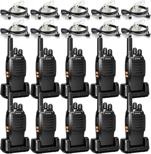 Miniatura 12 de Retevis H-777 Walkie Talkies para adultos, radio de 2 vías de largo alcance con auriculares, cargador de múltiples bandas de 10 vías, radios