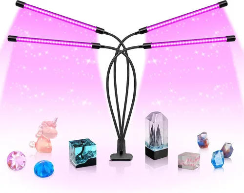 Miniatura 11 de Luz Negra LED de Doble Cabezal, Luminaria de Luz UV de 20W con Abrazadera, Lámpara de Cuello de Ganso UV de 395-405nm Alimentada por USB para Fiesta