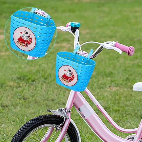 Miniatura 6 de Cesta de bicicleta para niños, cesta de bicicleta con campana, radios de rueda, gafas, accesorios de bicicleta para niños y niñas Azul