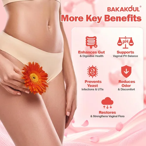 Miniatura 4 de BAKAKOUL Gomitas de equilibrio femenino para mujeres, probióticos vaginales que apoyan el equilibrio del pH, la salud digestiva, veganas, sin