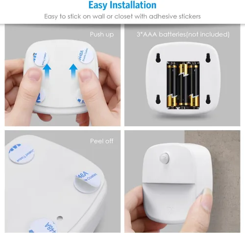 Miniatura 6 de AMIR Luz con sensor de movimiento mejorada para interiores, luces de escalera, funciona con pilas, luz nocturna LED inalámbrica adhesiva