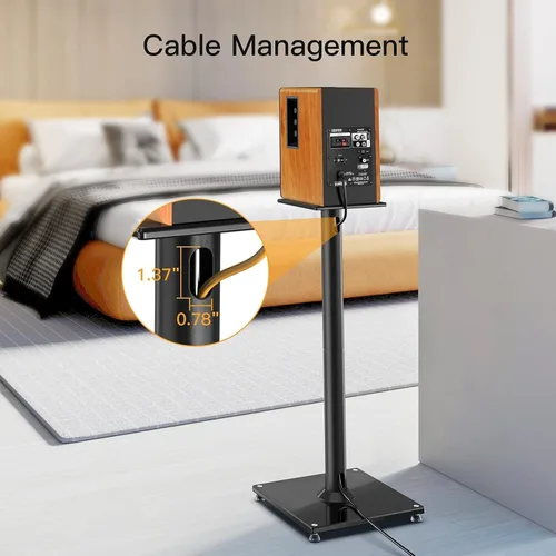 Miniatura 6 de Perlegear, juego de soportes universales para altavoces de sonido envolvente de hasta 22 libras - 28 pulgadas, soportes para estante de altavoces